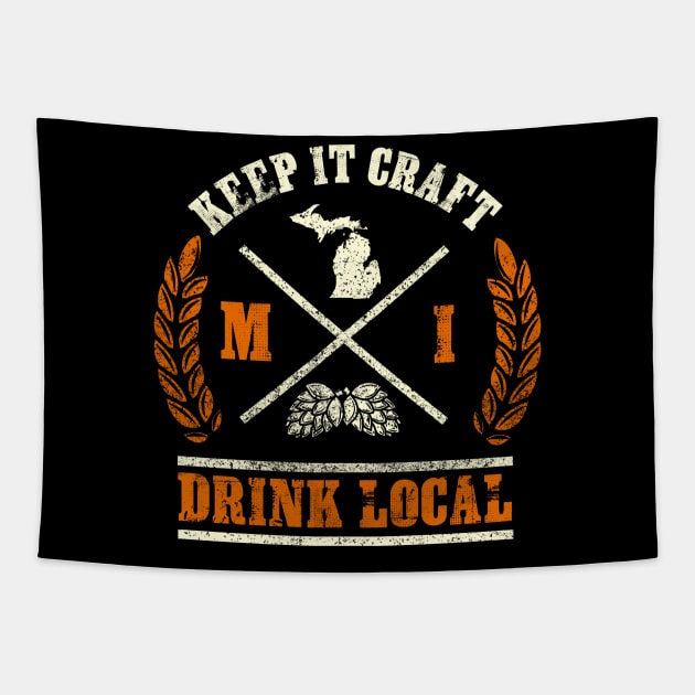 Drink Local design for any Craft Beer Lover from Michigan Tapestry by biNutz