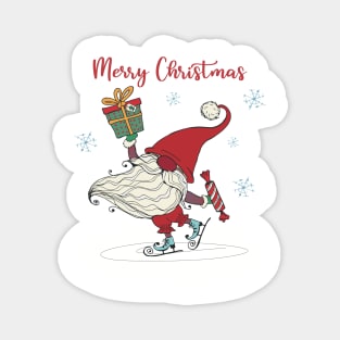 Happy santa skating Magnet