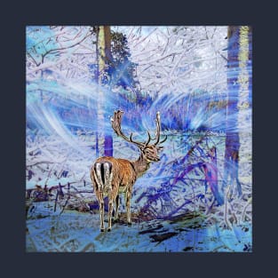 Deer in an enchanted winter landscape - magical forest T-Shirt