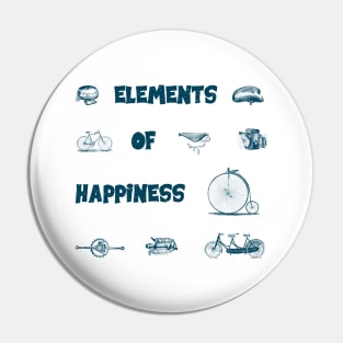 Vintage Bike Elements  with pedal, crank and bell. Elements of Happiness, enjoy your ride. Pin