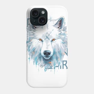 White nordic wolf Phone Case