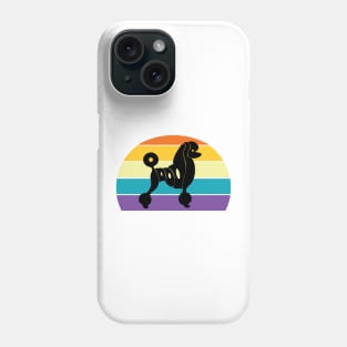 poodle in stylised writing with retro sunset background Phone Case