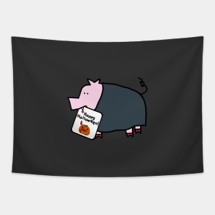 Small Vampire Pig with Halloween Horror Greeting Tapestry