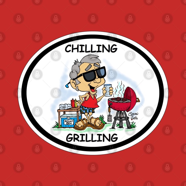 Chilling and a Grilling "Fritts Cartoons by Shean Fritts 