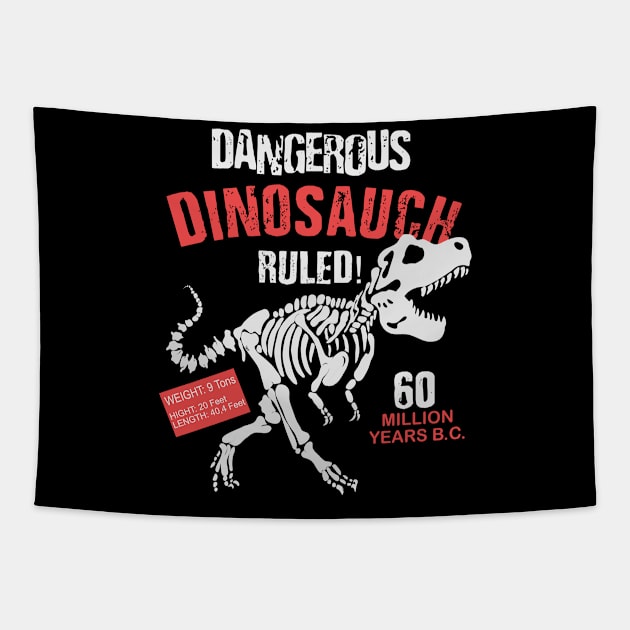 Dinosaur Skeleton Dangerous Dinosaur Tapestry by RRDESIGN