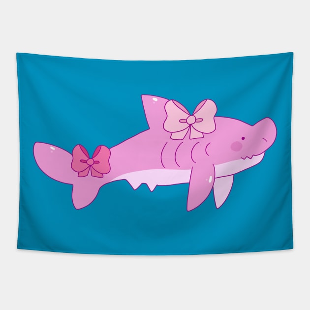 Pink Bow Shark Tapestry by saradaboru