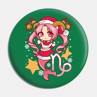 Chib Zodiac Capricorn Santa Claus Girl Manga Kawaii Pin