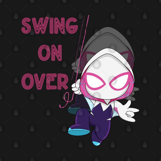 Swing on over, ghost spider girl, party Spidey birthday, cute Gwen spider by PrimeStore