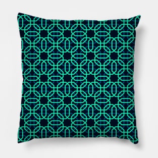 Geometric green-blue octagons repetion set collage Pillow