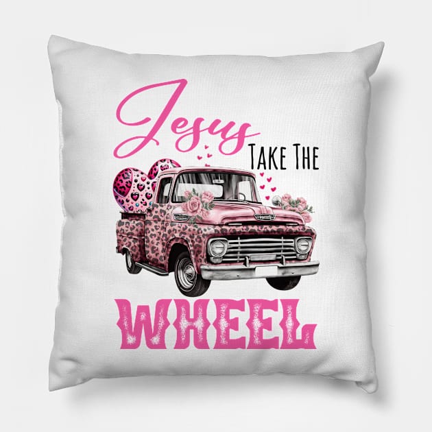 Jesus Take The Wheel Flower Pillow by Che Tam CHIPS