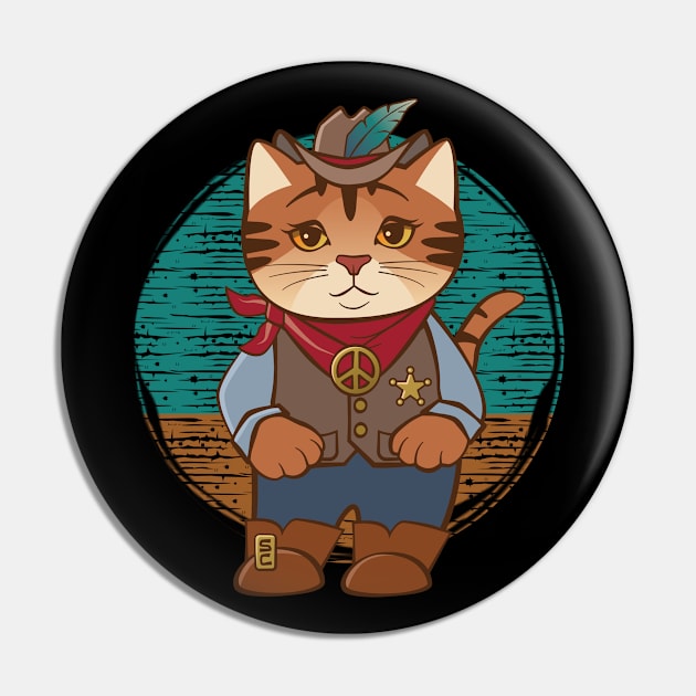 Old West Peaceful Cowgirl Sheriff Cat Pin by Sue Cervenka