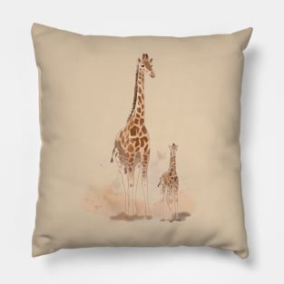 Mom giraffe with baby Pillow