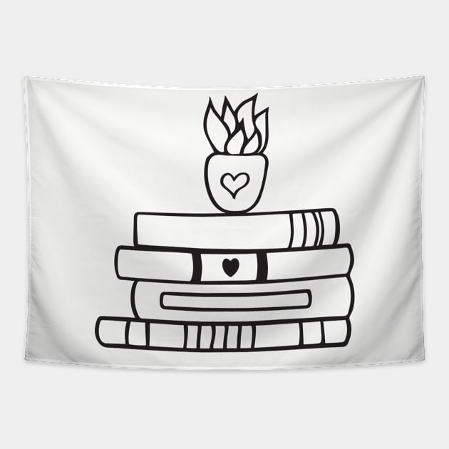 books and flower vase Tapestry by Mstudio