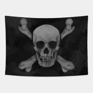 Jolly Roger Pirate Skull Black Watercolour Tapestry