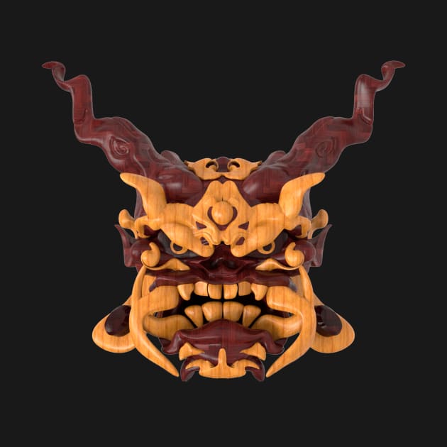 Oni mask (wood) by Robert Dugarte Artista