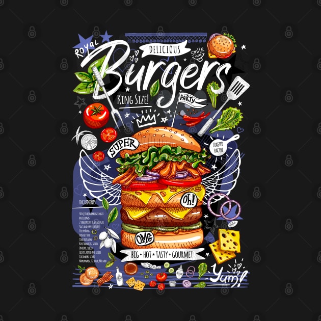 Food, fast food, super, king size, burger, hamburger, cheeseburger by Iraida Bearlala