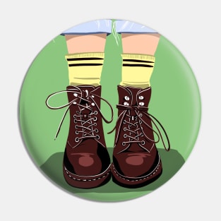 red shoes with socks on a green background Pin