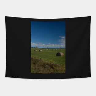 Lake And Hay Bales Tapestry