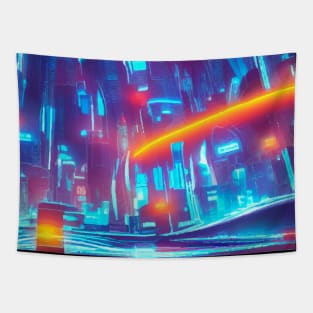 Cool Japanese Neon City Tapestry