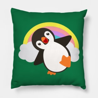 Cute Penguin Rainbow Pillow