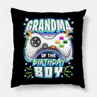 Grandma Of The Birthday Boy Matching Video Gamer Party Pillow