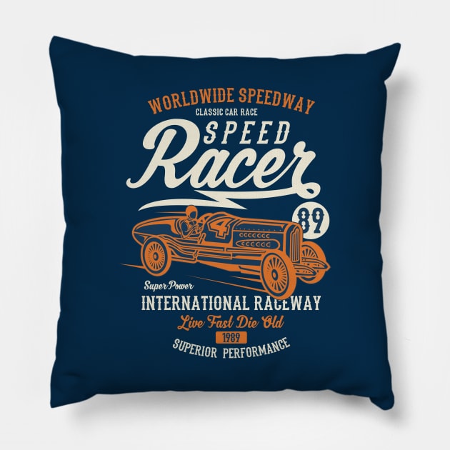 Speed Car Racing Pillow by lionkingdesign