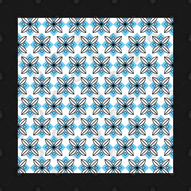 Turquoise blue and black floral motif pattern by SamridhiVerma18