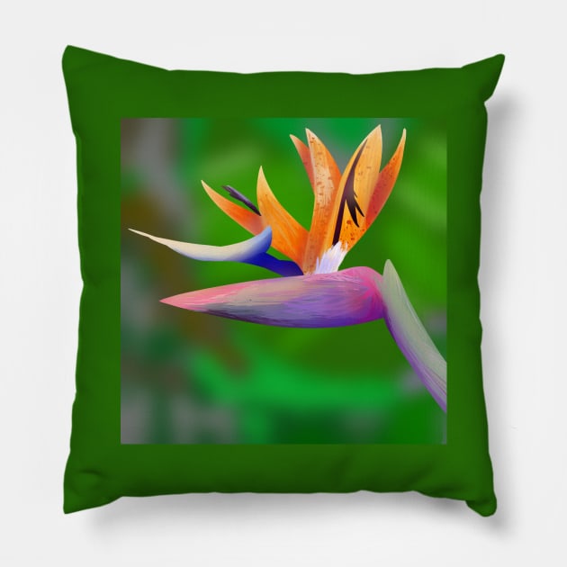 Bird of Paradise Flower Pillow by VazMas Design