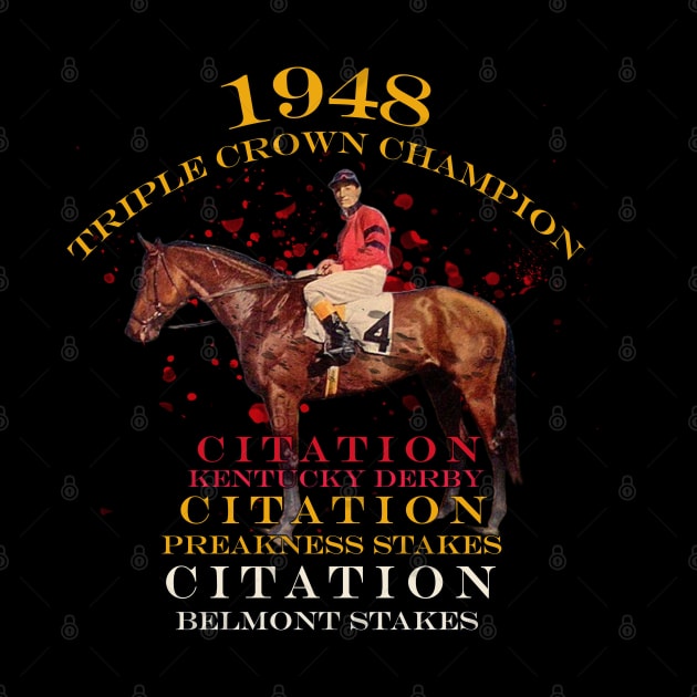 1948 Triple Crown Champion Citation horse racing design by Ginny Luttrell