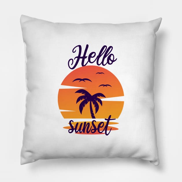 Hello Sunset, Popsicle, Vacation, Beach Vacation, Summer Vacation, Vacation Tee, Vacay Mode, Summertime Pillow by ArkiLart Design