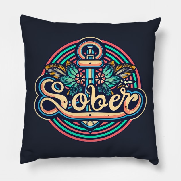 Sober Old School Tattoo Anchor Pillow by SOS@ddicted