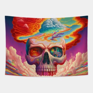 Surreal Skull Colorful Tapestry