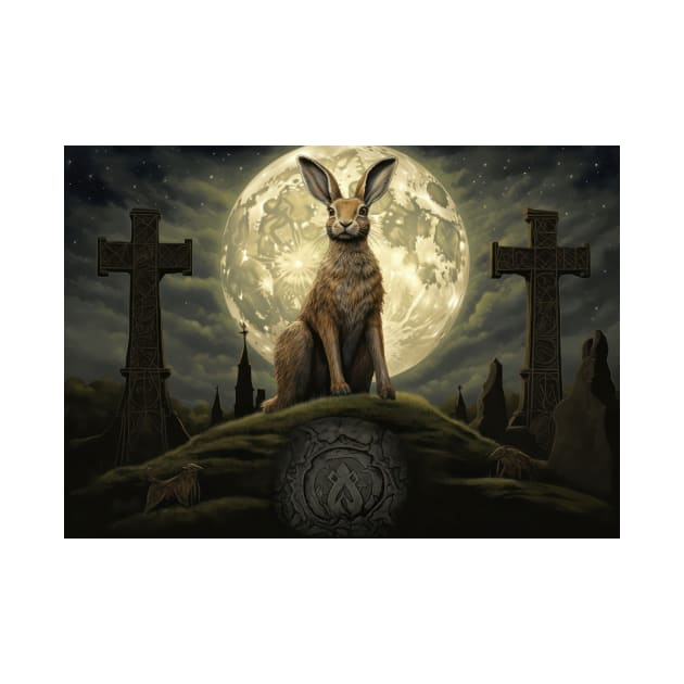 Hare, Pagan Hare, Pagan Art, Moon, Animal, by thewandswant