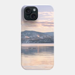 Peaceful Winter Sunset Mountain Lake Reflections Phone Case