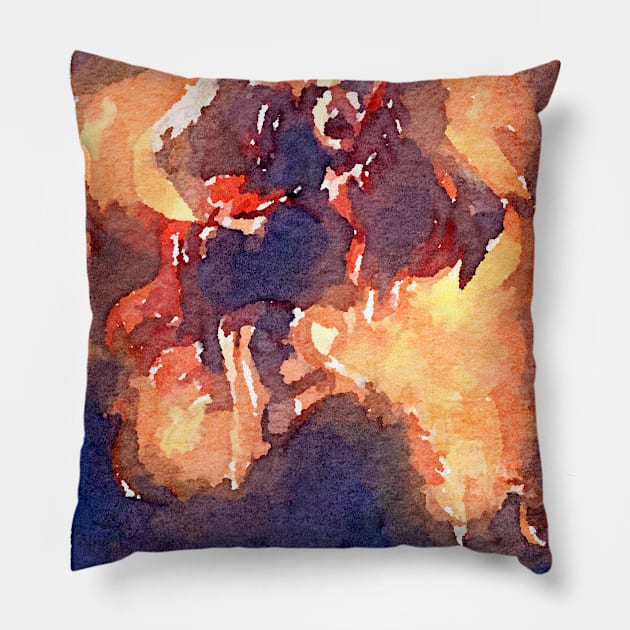 Fire Girl Watercolour Pillow by Watery