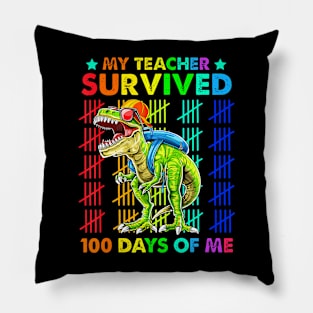 My Teacher Survived 100 Days Of Me Dinosaur Trex Boys Kids Pillow