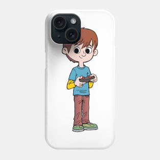 boy is holding a joystick in his hands Phone Case