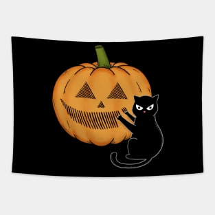 Cat and pumpkin Tapestry