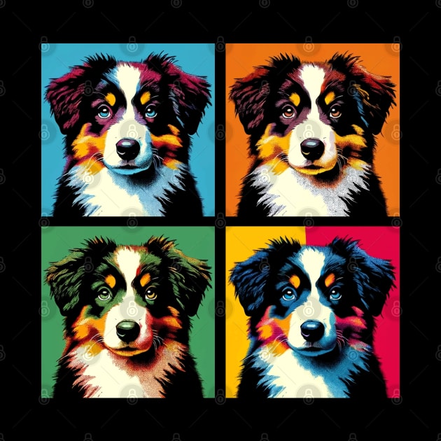 Pop Retro Australian Shepherd - Cute Puppy by PawPopArt