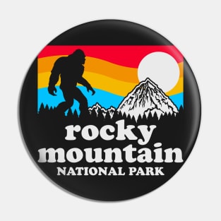 Rocky Mountain Bigfoot, Funny Sasquatch Colorado State National Parks Humor Sci-Fi Retro Pin