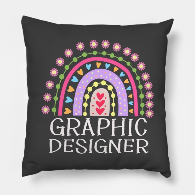 Graphic Designer Rainbow Gifts Pillow by StudioElla