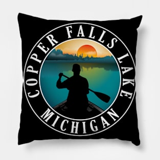 Copper Falls Lake Canoeing Michigan Sunset Pillow