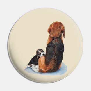 cute puppy beagle cuddling mum dog Pin