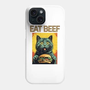 Retro Vintage Cat - Eat Beef Design | Quirky Feline Art Phone Case