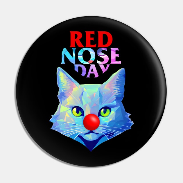 Red Nose Day with Holographic Cat Pin by PetODesigns