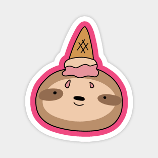 Melted Icecream Cone Sloth Face Magnet