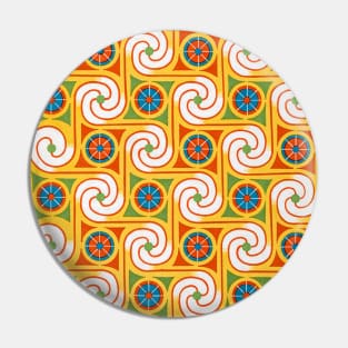 Funky Spiral 70s Retro Fashion Circles Creative Orange Yellow Pin