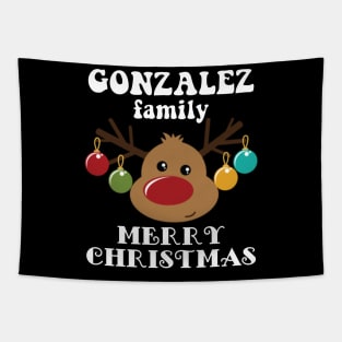 Family Christmas - Merry Christmas GONZALEZ family, Family Christmas Reindeer T-shirt, Pjama T-shirt Tapestry
