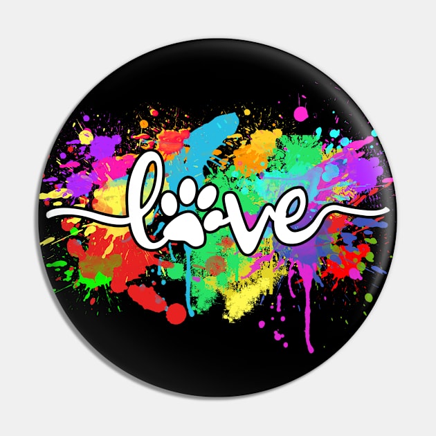 Dog Paw Print Love Colorful Typography Pets Animal Pin by mohazain