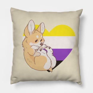 Nonbinary Pride Corgi Pillow